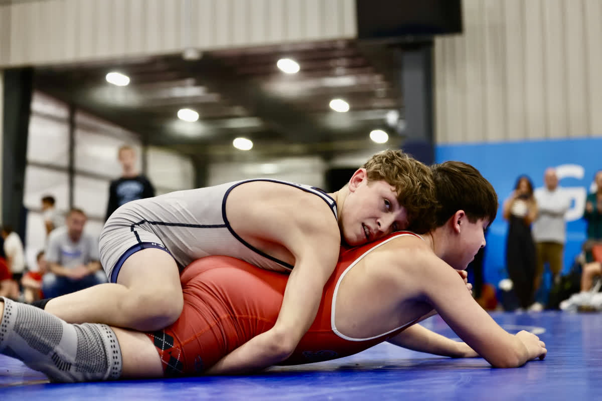 Carson Raper wrestling at UCD 2025