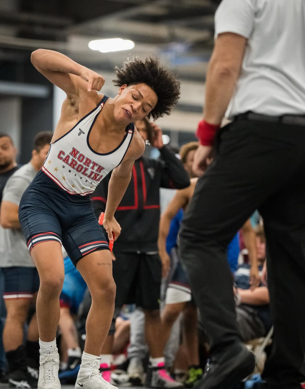 Tye Johnson wrestling stance